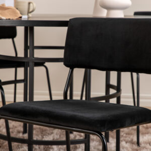 Copenhagen, Kenth – Ensemble repas rond – Noir – Table : ⌀140 Chaise : 52 x 76 x 40 cm