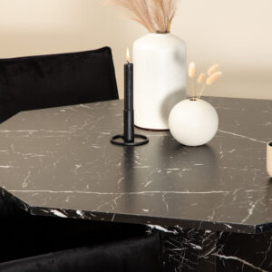Marbs, Petra – Ensemble repas rond – Noir – Table : ⌀110 Chaise : 60 x 87 x 57 cm