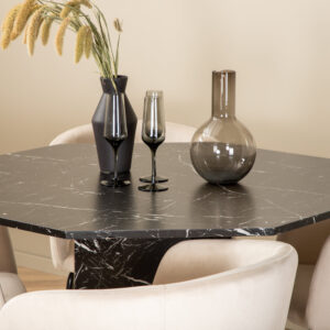 Marbs, Berit – Ensemble repas rond – Noir – Table : ⌀110 Chaise : 55 x 78 x 55 cm