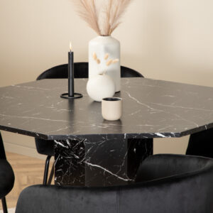 Marbs, Berit – Ensemble repas rond – Noir – Table : ⌀110 Chaise : 55 x 78 x 55 cm