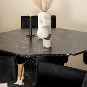 Marbs, Petra – Ensemble repas rond – Noir – Table : ⌀110 Chaise : 60 x 87 x 57 cm
