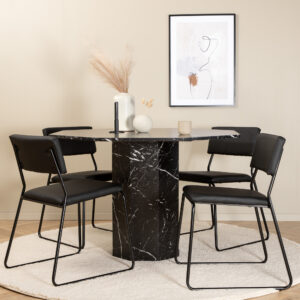 Marbs, Kenth – Ensemble repas rond – Noir – Table : ⌀110 Chaise : 52 x 76 x 40 cm
