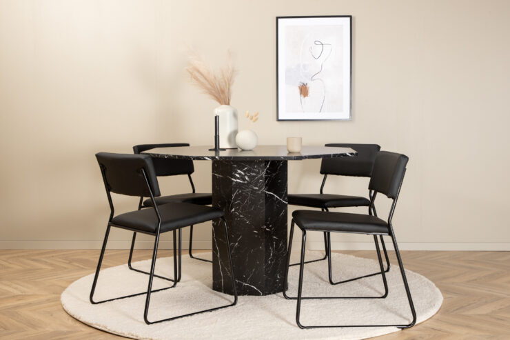Marbs, Kenth – Ensemble repas rond – Noir – Table : ⌀110 Chaise : 52 x 76 x 40 cm