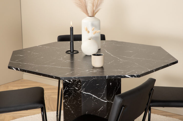 Marbs, Kenth – Ensemble repas rond – Noir – Table : ⌀110 Chaise : 52 x 76 x 40 cm