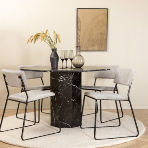 Marbs, Kenth – Ensemble repas rond – Noir – Table : ⌀110 Chaise : 52 x 76 x 40 cm