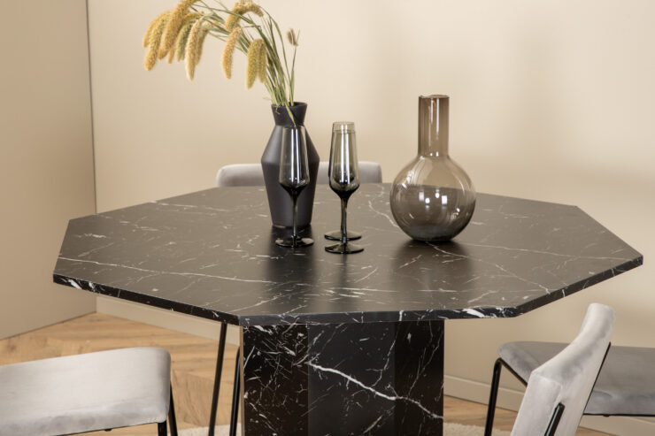 Marbs, Kenth – Ensemble repas rond – Noir – Table : ⌀110 Chaise : 52 x 76 x 40 cm