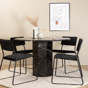 Marbs, Kenth – Ensemble repas rond – Noir – Table : ⌀110 Chaise : 52 x 76 x 40 cm