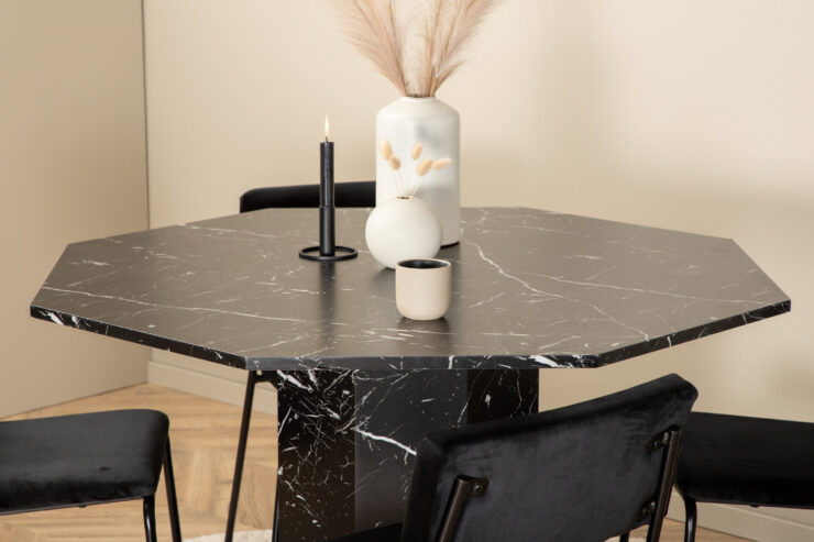 Marbs, Kenth – Ensemble repas rond – Noir – Table : ⌀110 Chaise : 52 x 76 x 40 cm