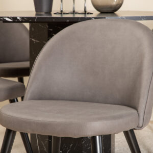 Marbs, Velvet – Ensemble repas rond – Noir – Table : ⌀110 Chaise : 57 x 76,5 x 50 cm