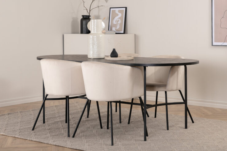 Skate, Berit – Ensemble repas ovale – Noir