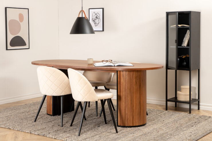 Bianca, Velvet – Ensemble repas ovale – Noyer