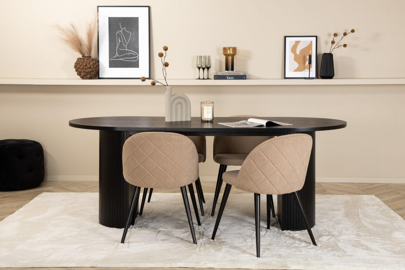 Bianca, Velvet – Ensemble repas ovale – Noir