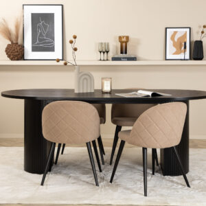 Bianca, Velvet – Ensemble repas ovale – Noir