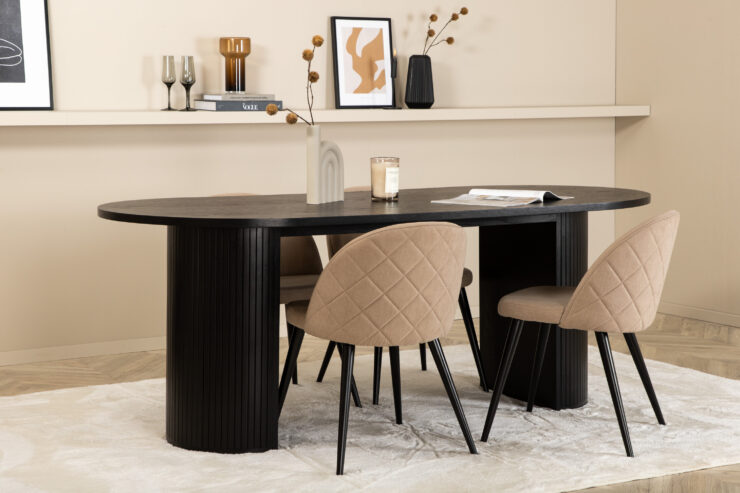 Bianca, Velvet – Ensemble repas ovale – Noir
