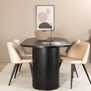 Bianca, Velvet – Ensemble repas ovale – Noir