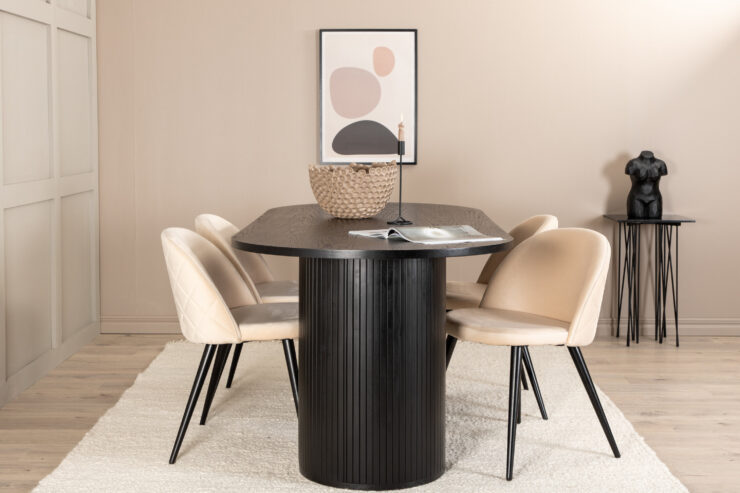 Bianca, Velvet – Ensemble repas ovale – Noir