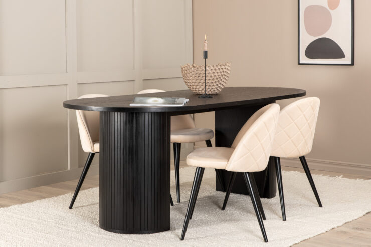 Bianca, Velvet – Ensemble repas ovale – Noir