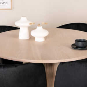 Bianca, Berit – Ensemble repas rond – Blanchi – Table : ⌀110 Chaise : 55 x 78 x 55 cm