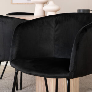 Bianca, Berit – Ensemble repas rond – Blanchi – Table : ⌀110 Chaise : 55 x 78 x 55 cm
