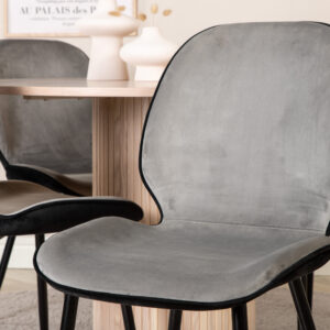 Bianca, Emma – Ensemble repas rond – Blanchi – Table : ⌀110 Chaise : 57 x 89 x 47 cm