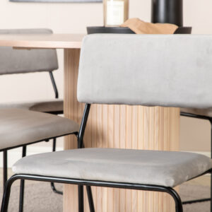 Bianca, Kenth – Ensemble repas rond – Blanchi – Table : ⌀110 Chaise : 52 x 76 x 40 cm