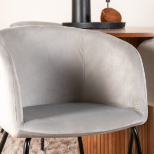 Bianca, Berit – Ensemble repas rond – Noyer – Table : ⌀110 Chaise : 55 x 78 x 55 cm