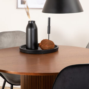 Bianca, Emma – Ensemble repas rond – Noyer – Table : ⌀110 Chaise : 57 x 89 x 47 cm