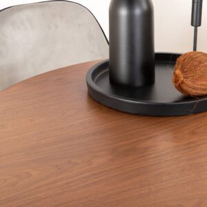 Bianca, Emma – Ensemble repas rond – Noyer – Table : ⌀110 Chaise : 57 x 89 x 47 cm
