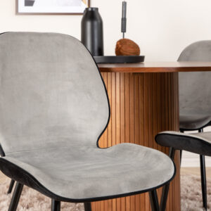 Bianca, Emma – Ensemble repas rond – Noyer – Table : ⌀110 Chaise : 57 x 89 x 47 cm