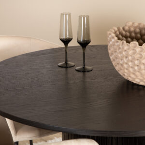 Bianca, Berit – Ensemble repas rond – Noir – Table : ⌀110 Chaise : 55 x 78 x 55 cm