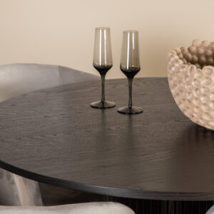 Bianca, Berit – Ensemble repas rond – Noir – Table : ⌀110 Chaise : 55 x 78 x 55 cm