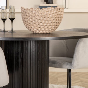 Bianca, Berit – Ensemble repas rond – Noir – Table : ⌀110 Chaise : 55 x 78 x 55 cm