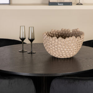 Bianca, Berit – Ensemble repas rond – Noir – Table : ⌀110 Chaise : 55 x 78 x 55 cm