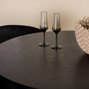 Bianca, Berit – Ensemble repas rond – Noir – Table : ⌀110 Chaise : 55 x 78 x 55 cm