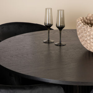 Bianca, Berit – Ensemble repas rond – Noir – Table : ⌀110 Chaise : 55 x 78 x 55 cm