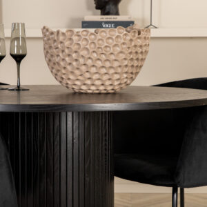 Bianca, Berit – Ensemble repas rond – Noir – Table : ⌀110 Chaise : 55 x 78 x 55 cm