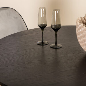 Bianca, Emma – Ensemble repas rond – Noir – Table : ⌀110 Chaise : 57 x 89 x 47 cm