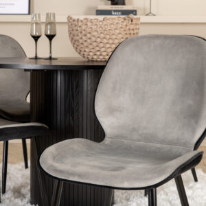 Bianca, Emma – Ensemble repas rond – Noir – Table : ⌀110 Chaise : 57 x 89 x 47 cm