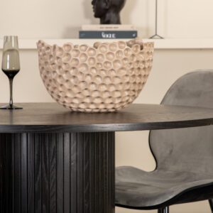 Bianca, Emma – Ensemble repas rond – Noir – Table : ⌀110 Chaise : 57 x 89 x 47 cm