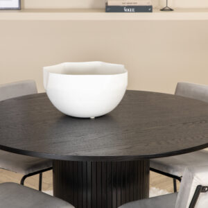 Bianca, Kenth – Ensemble repas rond – Noir – Table : ⌀110 Chaise : 52 x 76 x 40 cm
