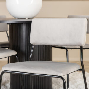 Bianca, Kenth – Ensemble repas rond – Noir – Table : ⌀110 Chaise : 52 x 76 x 40 cm