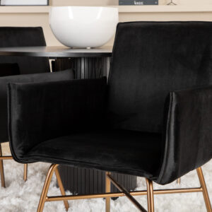 Bianca, Petra – Ensemble repas rond – Noir – Table : ⌀110 Chaise : 60 x 87 x 57 cm