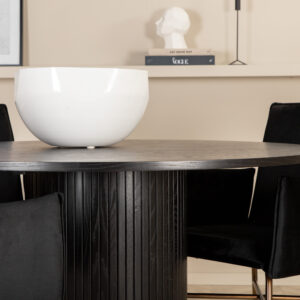 Bianca, Petra – Ensemble repas rond – Noir – Table : ⌀110 Chaise : 60 x 87 x 57 cm
