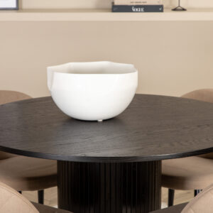 Bianca, Velvet – Ensemble repas rond – Noir – Table : ⌀110 Chaise : 57 x 76,5 x 50 cm
