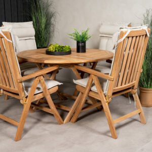 Kenya, Kenya – Ensemble repas – Naturel – Table : ⌀120 Chaise : 73 x 105 x 62 cm