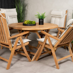 Kenya, Kenya – Ensemble repas – Naturel – Table : ⌀120 Chaise : 73 x 105 x 62 cm