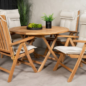 Kenya, Kenya – Ensemble repas – Naturel – Table : ⌀120 Chaise : 73 x 105 x 62 cm