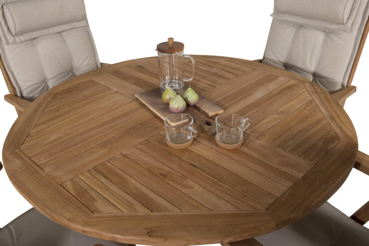 Kenya, Kenya – Ensemble repas – Naturel – Table : ⌀120 Chaise : 73 x 105 x 62 cm