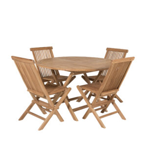 Kenya, Kenya – Ensemble repas – Naturel – Table : ⌀120 Chaise : 62 x 89 x 47 cm