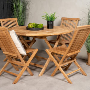 Kenya, Kenya – Ensemble repas – Naturel – Table : ⌀120 Chaise : 62 x 89 x 47 cm